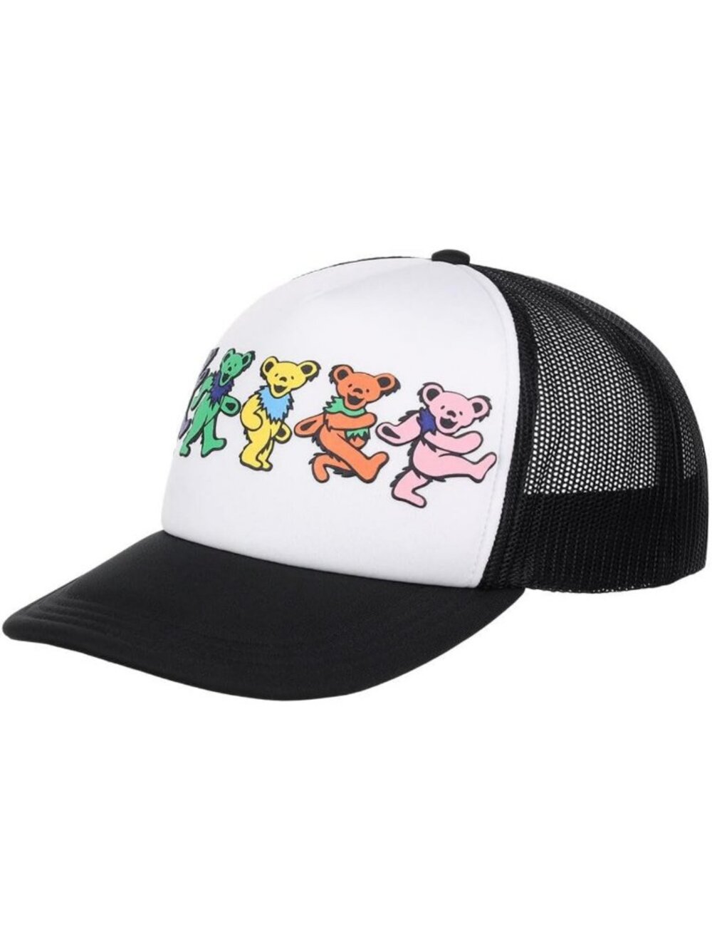 Adjustable Foam Trucker Hat - Black & White Dancing Bears Snapback Cap